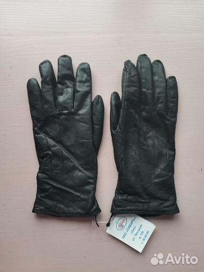 Женские перчатки с биркой, Кожа
