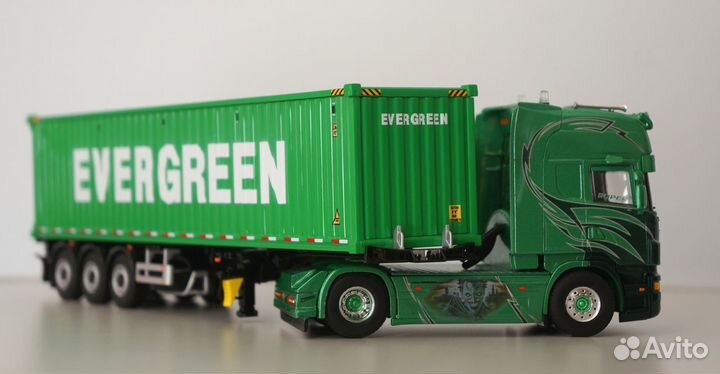 1/50 тягач Scania контейнеровоз контейнер Evergre