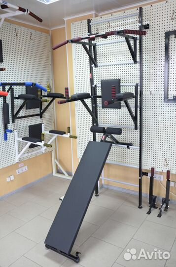 Шведская стенка с турником, брусьями, скамьей
