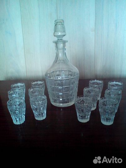 Хрустальный набор Графин с 6 или 12 стопками СССР