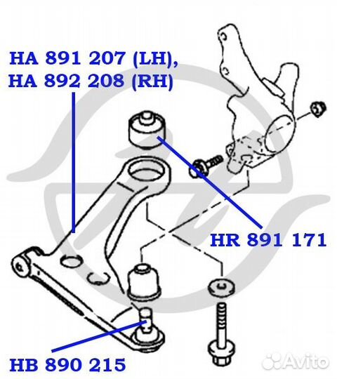 Рычаг передней подвески, нижний, левый lancer ix
