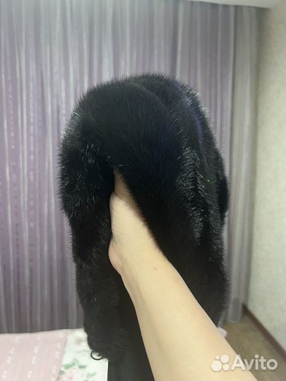 Капор норковый черный