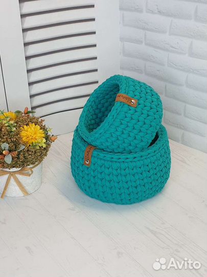 Набор корзинок из трикотажной пряжи