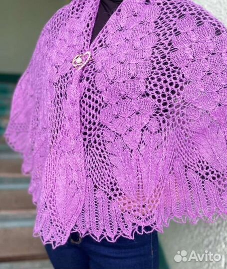 Шаль, платок, подарок, ручная работа