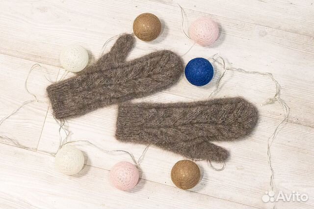 Варежки серые из собачьей шерсти (новые)