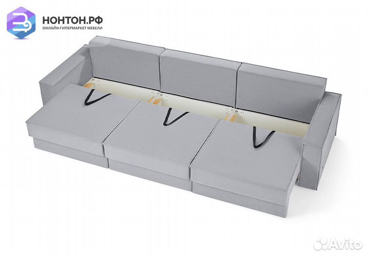 Диван еврокнижка трехместный Тревис серый