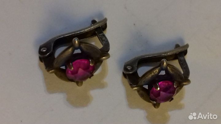 Серьги, маленькие серебро 925(звезда) СССР