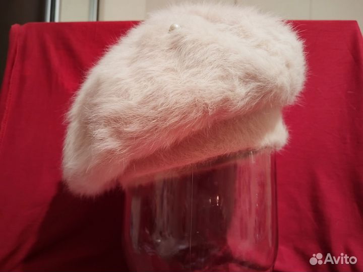 Берет новый женский с шарфом, кролик, 56 р