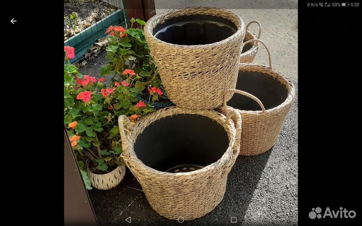 Кашпо из ротанга - по 40 литров