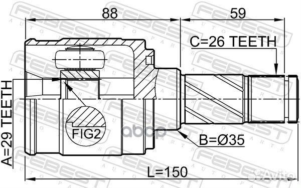 Шрус внутренний левый 29X35X26 0511-M2atlh Febest