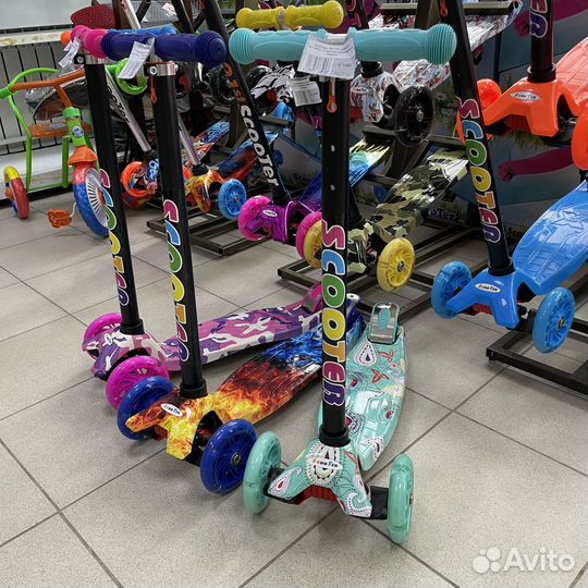 Самокат детский трехколесный принт оптом до 50кг