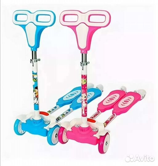 Самокат-лягушка инерционный с 5 до 10 голубой