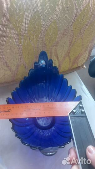 Ваза хрустальная синяя времен СССР