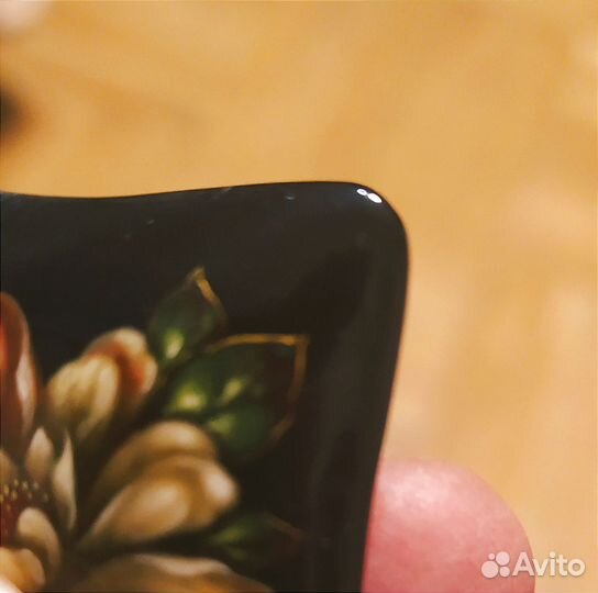 Брошь и серьги лаковая миниатюра