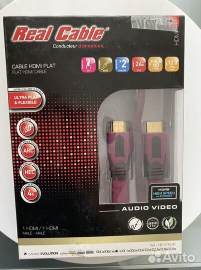 Кабель hdmi Real Cable HD-E-flat/1m00 версия 1.4