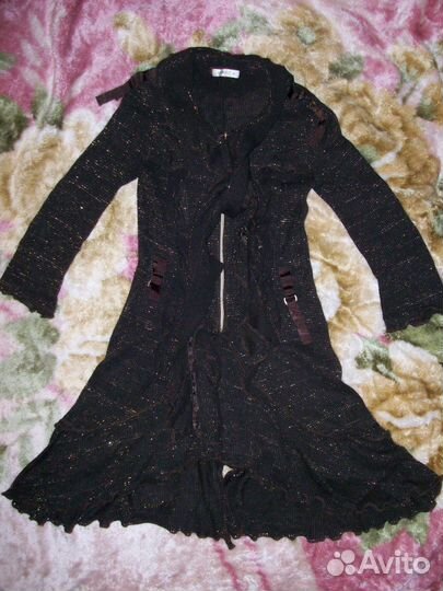 Платье кардиган коричневый, акрил+эластен