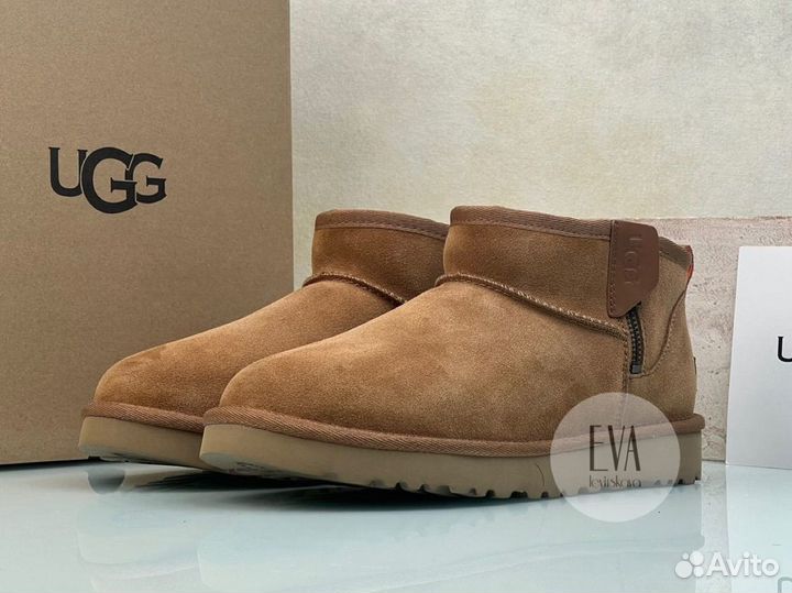 Угги мужские Ugg Classic Ultra Mini Zip Chestnut