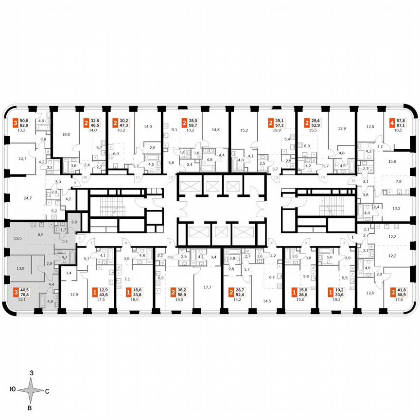 2-к. квартира, 76,8 м², 6/49 эт.