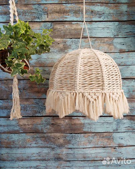 Плетёные абажуры макраме, люстры