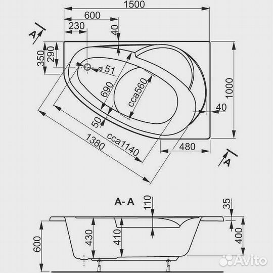 Акриловая ванна Vagnerplast Flora 150х100 правая б