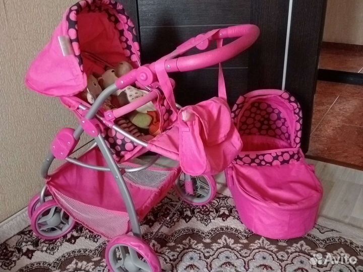 Коляска для кукол 2 в 1 с сумкой