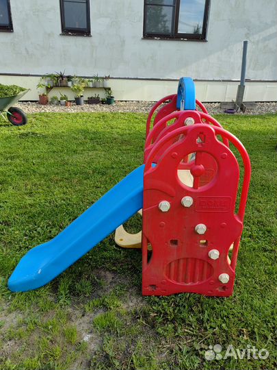 Детская горка с качелями пластиковая