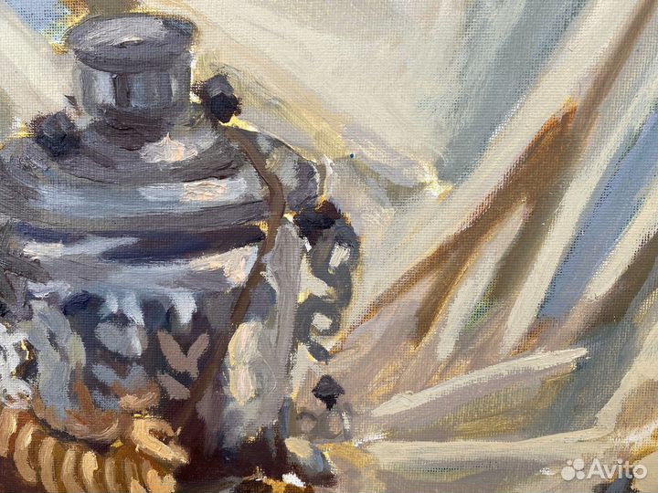 Этюд маслом с самоваром, теплый