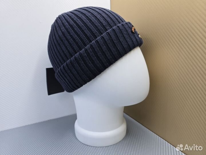 Шапка вязаная Paul&Shark синяя с якорем