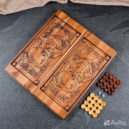 Нарды ручной работы 'Дракон', 55х25х6,5 см, массив