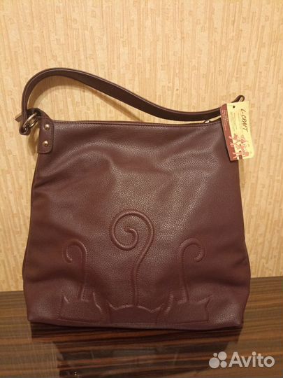 Сумка L-Craft кожзам новая темно-бордовая с котами