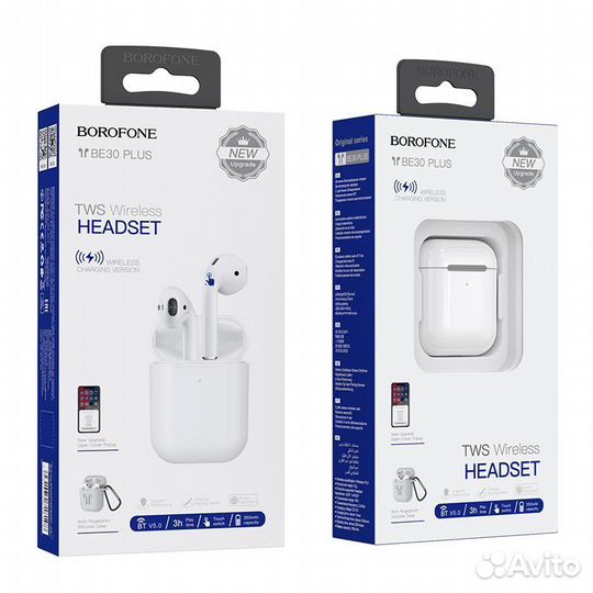 BT TWS Гарнитура borofone BE-30 White