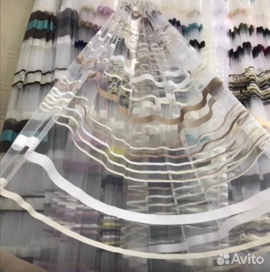 Тюль полоса, готовые комплекты
