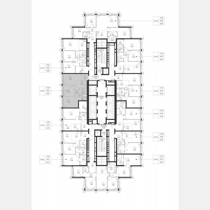 2-к. квартира, 56,5 м², 59/59 эт.