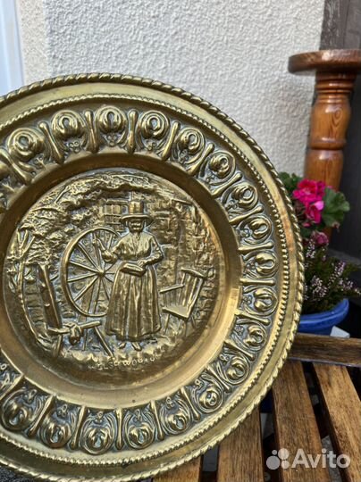 Винтажное Английское Латунное Блюдо