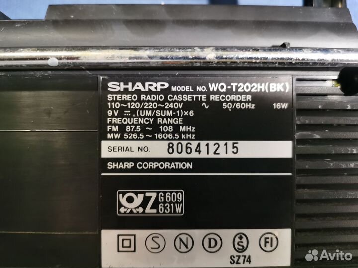 Кассетная магнитола sharp WQ-T202
