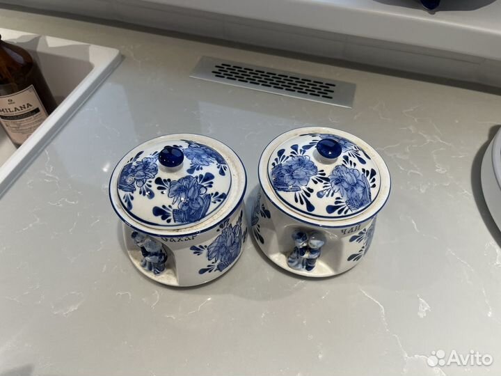 Банки для сыпучих продуктов гжель