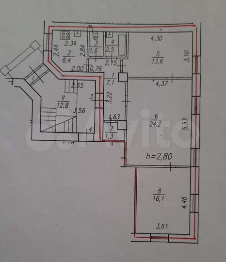 3-к. квартира, 72,8 м², 1/2 эт.