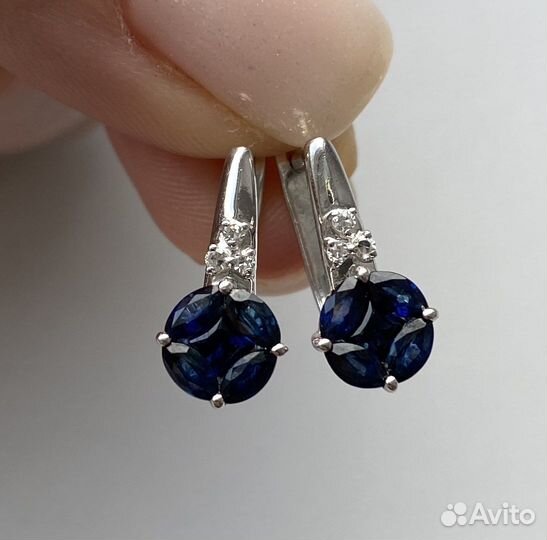 Серьги золотые с сапфирами и бриллиантами