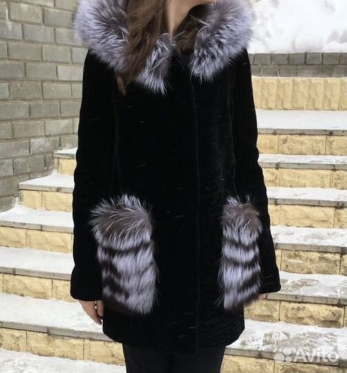 Шуба мутон+лиса