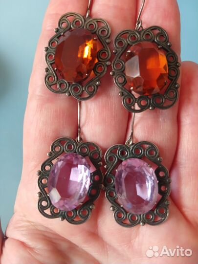 Серебряные серьги СССР 875 пробы