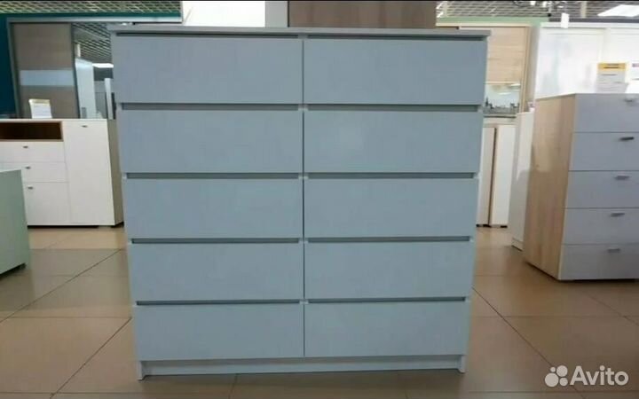 Комод белый 120см 10 ящиков