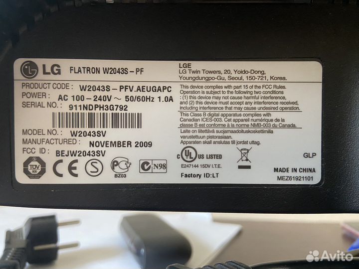 Монитор LG flatron W2043S-PF