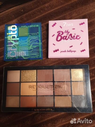Палетки теней 7days,influence beauty, revolution