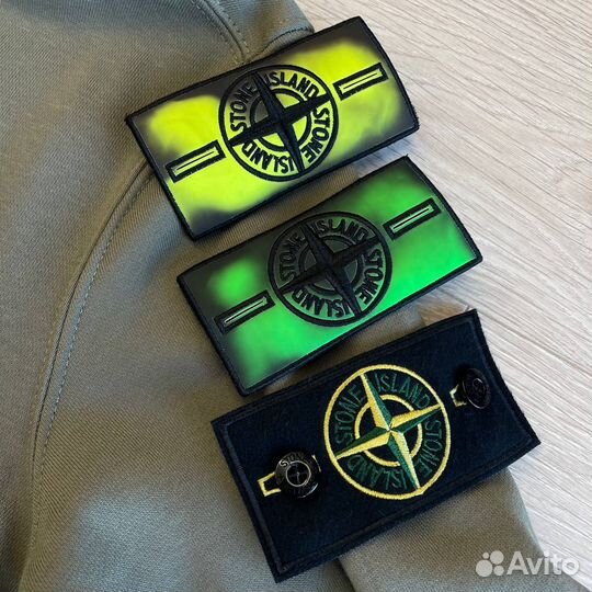 Зип-худи Stone Island + термопатч хаки цвет