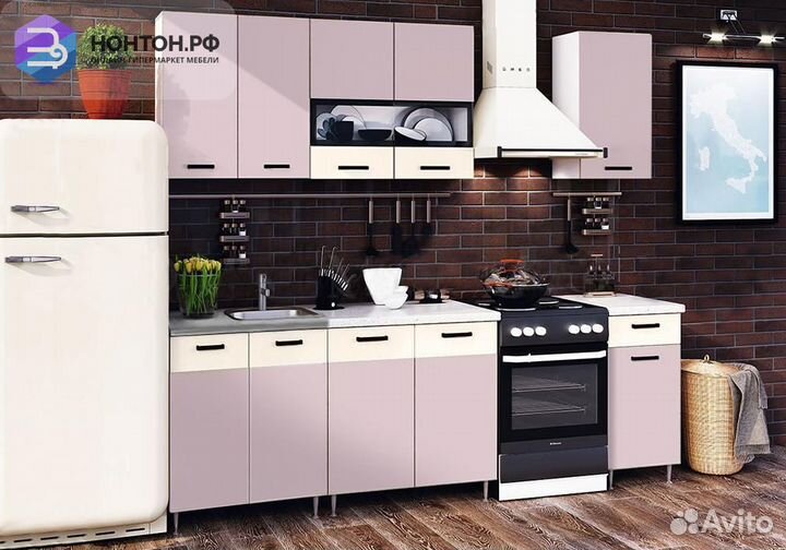 Кухня Рио 1.8 м розовый / бежевый