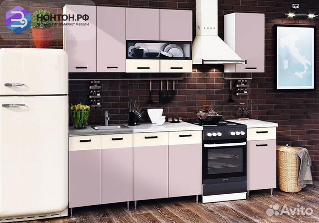 Кухня Рио 1.8 м розовый / бежевый