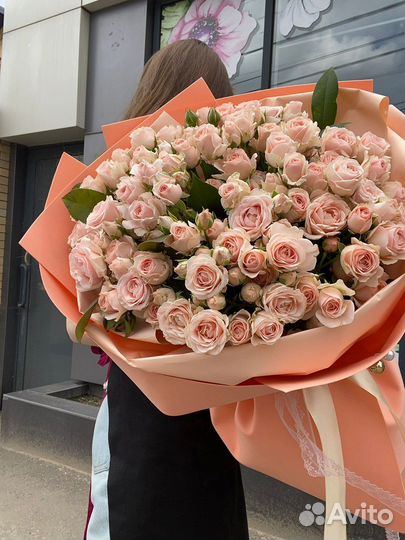 Кстовые розы. Мишка. Букет роз