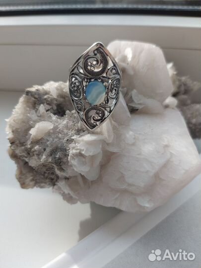 Комплект украшений с голубым агатом