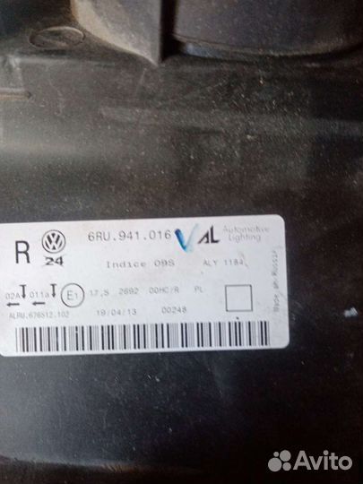 Фара на volkswagen правая