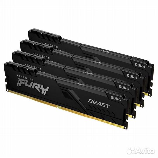 Модуль памяти Kingston 128GB Kingston DDR4 2666 dimm fury Beast Black Gaming Memory KF426C16BBK4/128